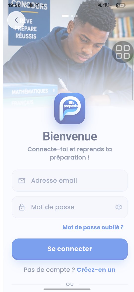 Écran de l'application Prepaxia